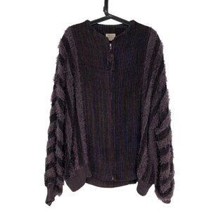 Zonda Nellis Purple Multicolored thread woven eyelash zipup Sweater / jacket M